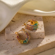 Vintage Full Of Shiny Zircon U-shape Hoop Earring Stainless Steel 18k Pvd Gold Plated High Quality Fashion Jewelry Earrings Gift