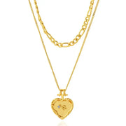 Waterproof Double Layers Stainless Steel Heart Pendant Necklace No Fade Gold Plated Paved Cz Peach Heart Necklace For Women