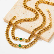 18k Gold Jewelry Cuban Chain Zircon Necklace Luxury Stainless Steel Necklace Jewelry For Women Tarnish Free Necklace