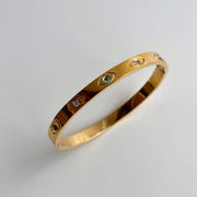 Waterproof PVD 18k Gold Plated Round Colorful Zirconia Eye Design Stainless Steel Bangles For Gift