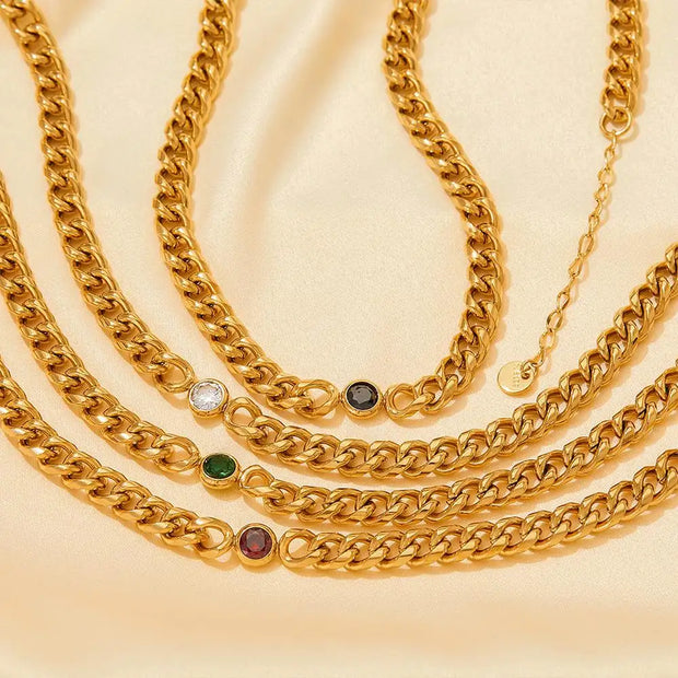 18k Gold Jewelry Cuban Chain Zircon Necklace Luxury Stainless Steel Necklace Jewelry For Women Tarnish Free Necklace