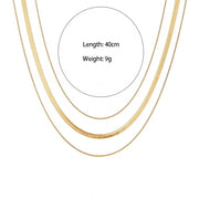 18K Gold Plated Three Layers Snake Chain Necklace Tarnish Free 316L Stainless Steel Choker Necklace