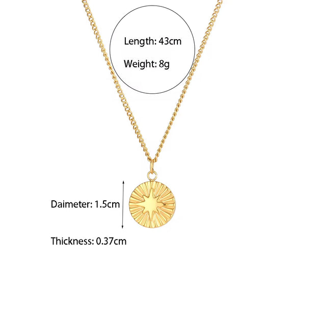 Valentine'S Day Jewelry Engraved Tarot Pendant Necklace 18K Gold Plated Stainless Steel Jewelry Set