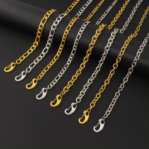 2 Styles High Quality Stainless Steel Chain Necklace 18K Gold Plated Unique Kidney Bead Clasp Neck Jewelry