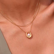 2024 Jewelry Trends Imitation Pearl Pendant Necklace 18K Gold Plated Stainless Steel Jewelry