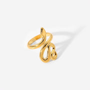 18K Gold Plated Stainless Steel Snake Dainty Design Trendy High Polished Adjustable Rings Hip Hop