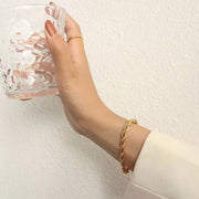 Twisted Rope Chain 18K Gold Stainless Steel Bracelet Femme Ladies