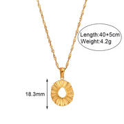 Trending Engraved Flower Shape Enamel Pendant Necklace 18K Gold Plated Stainless Steel Pendant Necklace