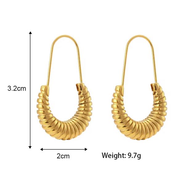 Trendy Safety Pin Paper Clip Earrings Stainless Steel Croissant Hoop Earrings Women Jewelry