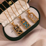 Trendy Square Colorful Enamel Zircon Tarot Cards Pendant Necklace 18K Gold Plated Stainless Steel Necklaces for Women