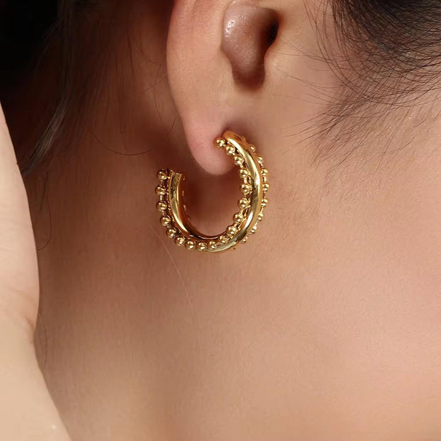 Waterproof Non Tarnish Bohemia Gold Plated Stainless Steel Hoop Earring New Stainless Steel Jewellery Party