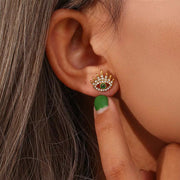 Vintage Zircon Evil Eye Stud Earring for Women 18K Gold Plated Stainless Steel Fashion Jewelry Earrings