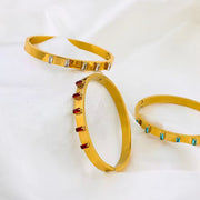 Waterproof Stainless Steel Gold Plated Cz Zircon Cuff Bangle for Women Minimalist Stacking Bracelets Christmas Jewelry