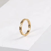 Trendy Stainless Steel Ring Jewelry Waterproof Silver Gold Number Hollow Thin Band Stacking 316L Ring for Women