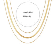 18K Gold Plated Three Layers Snake Chain Necklace Tarnish Free 316L Stainless Steel Choker Necklace