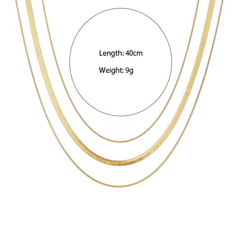 18K Gold Plated Three Layers Snake Chain Necklace Tarnish Free 316L Stainless Steel Choker Necklace