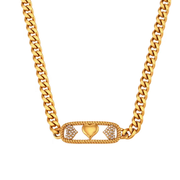 Valentine'S Day Gift Ideas 2024 Choker Necklace Set Hollow Zircon Stainless Steel Jewelry