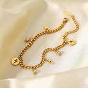 18K Gold Plated Flash Charm Bangles Stainless Steel Waterproof Jewelry Women Boho Cubic Zirconia Bracelet