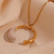 2024 Jewelry Pearl Moon Necklace 18K Gold Plated Jewelry Stainless Steel Pendant Necklace Women Jewelry