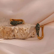 Tarnish Free Shining Micro Insert Zircon Snake Huggie Earring Stainless Steel Gold Plated Hoop Earring Jewelry