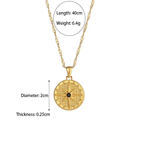 Valentine'S Day Jewelry Engraved Tarot Pendant Necklace 18K Gold Plated Stainless Steel Jewelry Set