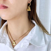 Temperament Heart Pendant Chain Necklace for Women Stainless Steel Stylish Choker 18 K Jewelry Waterproof Party Gift