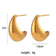Vintage Hollow Out Gold Plated Boat Shape Stud Earring Tarnish Free Stainless Steel Jewelry Earings Women