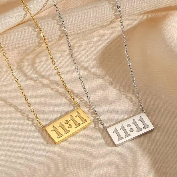 11:11 Number Bar Pendant Necklace Tarnish Free 18K Gold Plated Stainless Steel Necklace