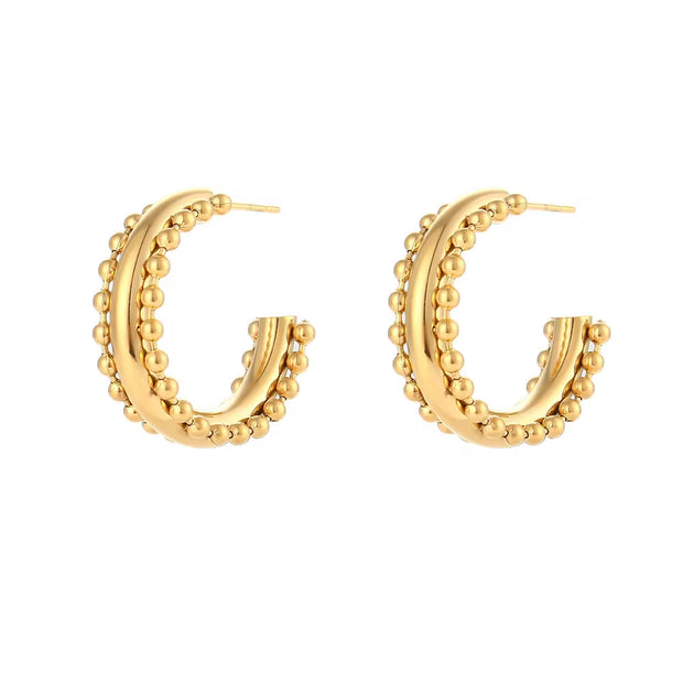 Waterproof Non Tarnish Bohemia Gold Plated Stainless Steel Hoop Earring New Stainless Steel Jewellery Party