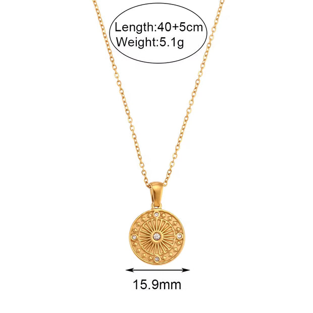 Wholesale Titanium Steel Necklace Set Tarnish Free Jewelry Natural Stone Zircon Pendant Necklace