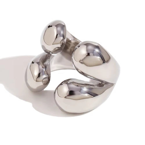 Water Drop Statement Rings for Women Tarnish Free Jewelry Gold Plated Rings for Women Stainless Steel