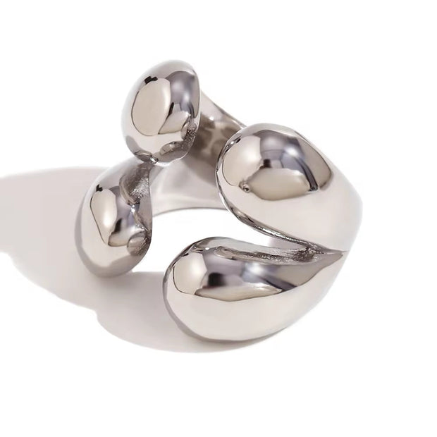 Water Drop Statement Rings for Women Tarnish Free Jewelry Gold Plated Rings for Women Stainless Steel