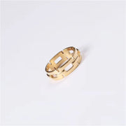 Water Proof 18K Plain Gold Chain Shape Hollow Ring Stainless Steel Trendy Simple Gold Plated Jewelry