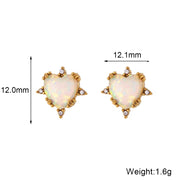 2024 Jewelry Heart Shape Opal Necklace Stainless Steel Jewelry Set for Women 18K Gold Plated Necklace Bracelet Earring