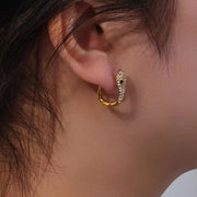 Tarnish Free Shining Micro Insert Zircon Snake Huggie Earring Stainless Steel Gold Plated Hoop Earring Jewelry