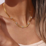 Zircon Butterfly PVD Gold Plated Jewelry Chain Necklace Stainless Steel Jewelry Choker Bulk Necklace Chains