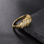 Trendy Enamel Jewelry Stainless Steel 18K Gold Plated Chunky Black Gem Ring Vintage Black Enamel Dome Ring