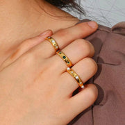 Trendy 18K Gold Plated Fresh Water Pearl & Zircon Rings Jewelry Women Tarnish Free Stainless Steel Rings