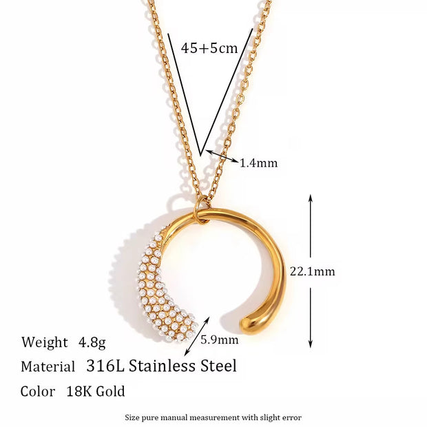 2024 Jewelry Pearl Moon Necklace 18K Gold Plated Jewelry Stainless Steel Pendant Necklace Women Jewelry
