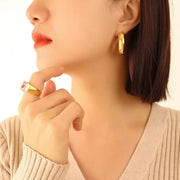 Vintage Jewelry Bulk Wholesale Luxury Stainless Steel 18K Gold Plated Custom Geometric Large Hoop Earrings Set Women