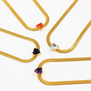 Trendy Short Snake Chain Zircon Heart Necklace Charm Heart Crystal Pendant Necklace for Women Girls Gift