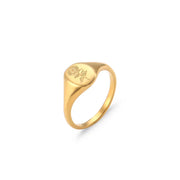 Tarnish Free Sunflower Signet Rings Set PVD 18K Gold Plated Stainless Steel Chunky Rings, Women Jewelry