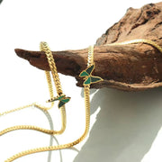 Y2K Custom Gold Plated Fashion Jewelry Long Curb Chain Enamel Pendant Butterfly Necklace Stainless Steel Women