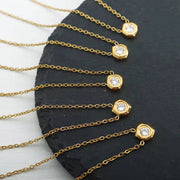 18K Gold Plated Stainless Steel Women Fashion Dainty Elegant Jewelry Geometric Meteorite Shape Cz Pendant Necklace