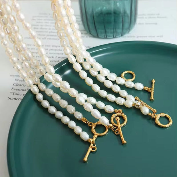 18K Gold Stainless Steel OT Buckle Fresh Water Jewelry Women Dainty Natural Freshwater Pearl Necklace for Women