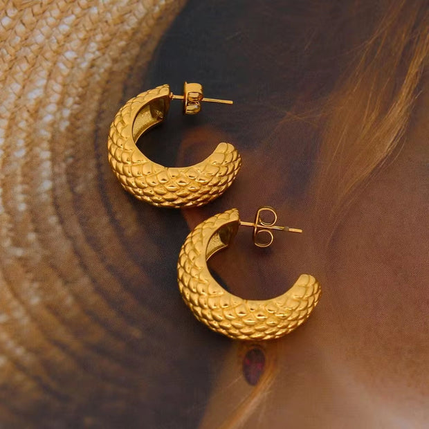 Wholesale18K Real Gold Plated Earrings Summer Unique Hypoallergenic Stainless Steel Vintage Design High Quality Earring