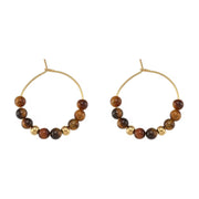 Vintage Natural Stone Earring Beaded Gold Plated Stainless Steel Hoop Earring Handmade Beaded Earrings
