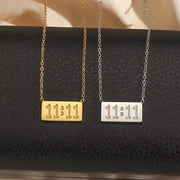11:11 Number Bar Pendant Necklace Tarnish Free 18K Gold Plated Stainless Steel Necklace