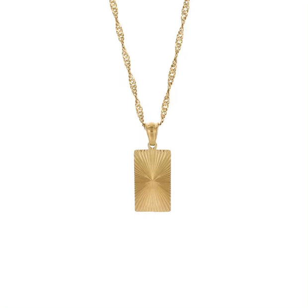 2024 Fashion Vintage 18K Gold Plated Square Pendant Necklace for Woman