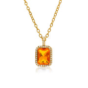 UEENSET Elegant Cubic Square Zircon Stainless Steel Pendant Necklace Charm Women'S Gold Plated Iced Out Neck Jewelry Waterproof